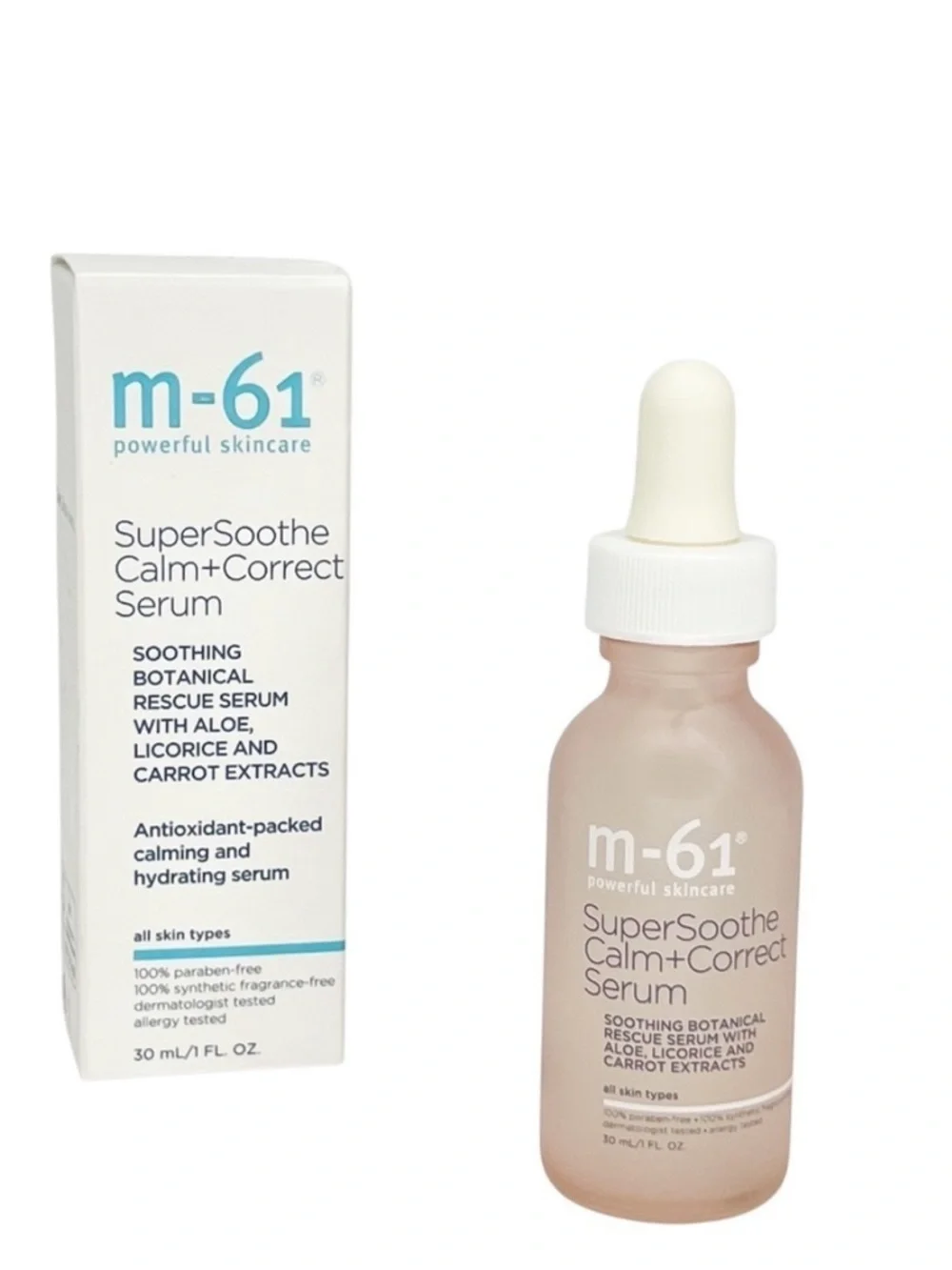 M-61 SuperSoothe Calm + Correct Serum 1 oz Aloe Licorice Carrot Extracts New NWT